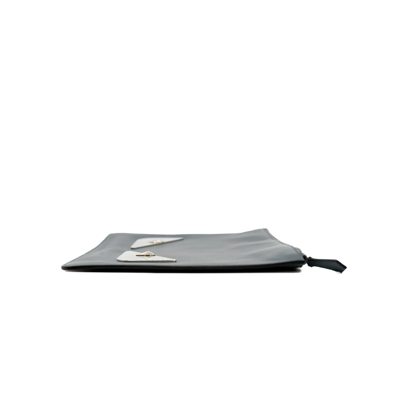 monster clutch in leather grey blue phw