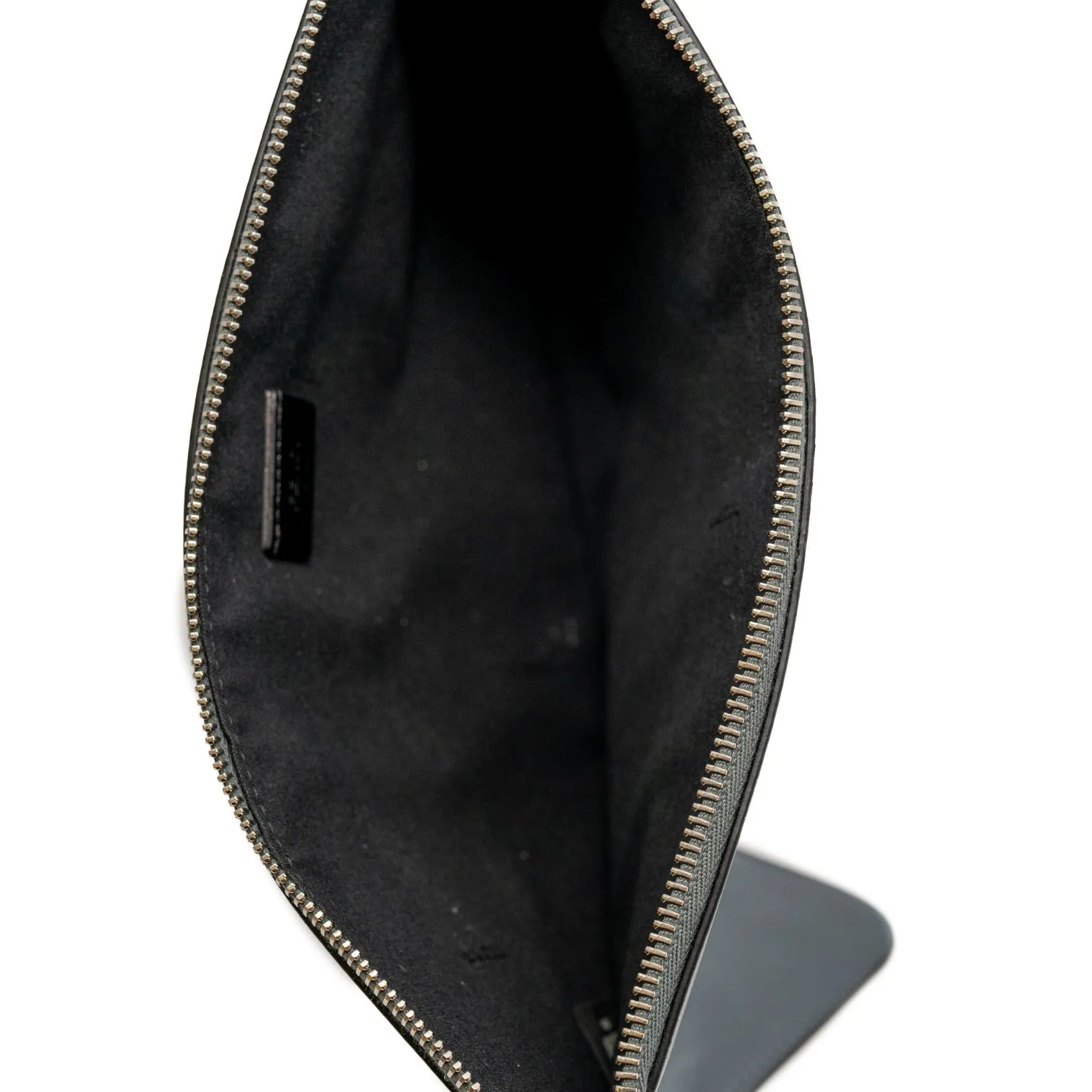 monster clutch in leather grey blue phw