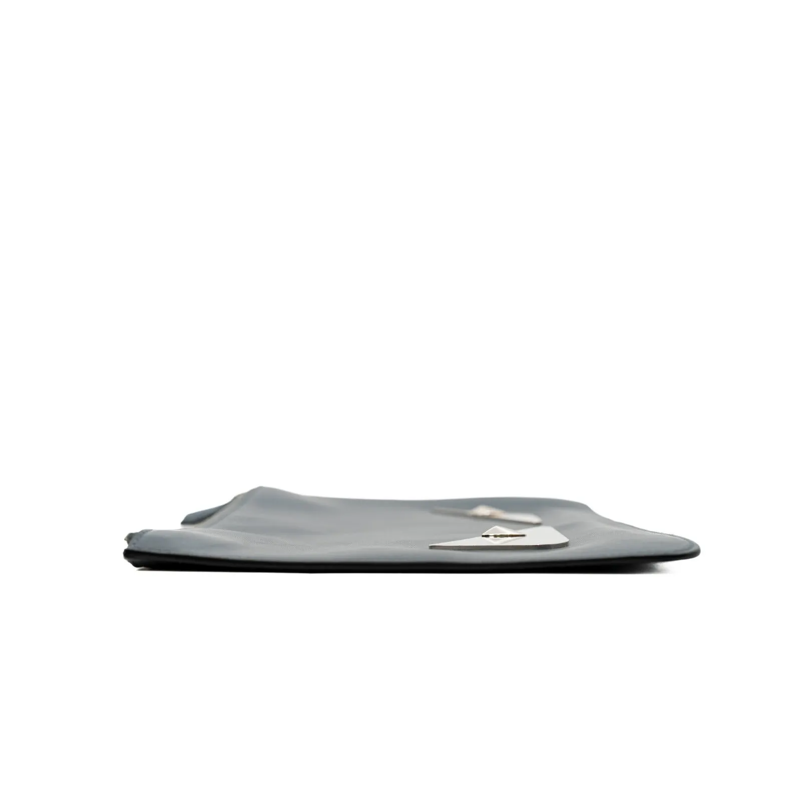 monster clutch in leather grey blue phw