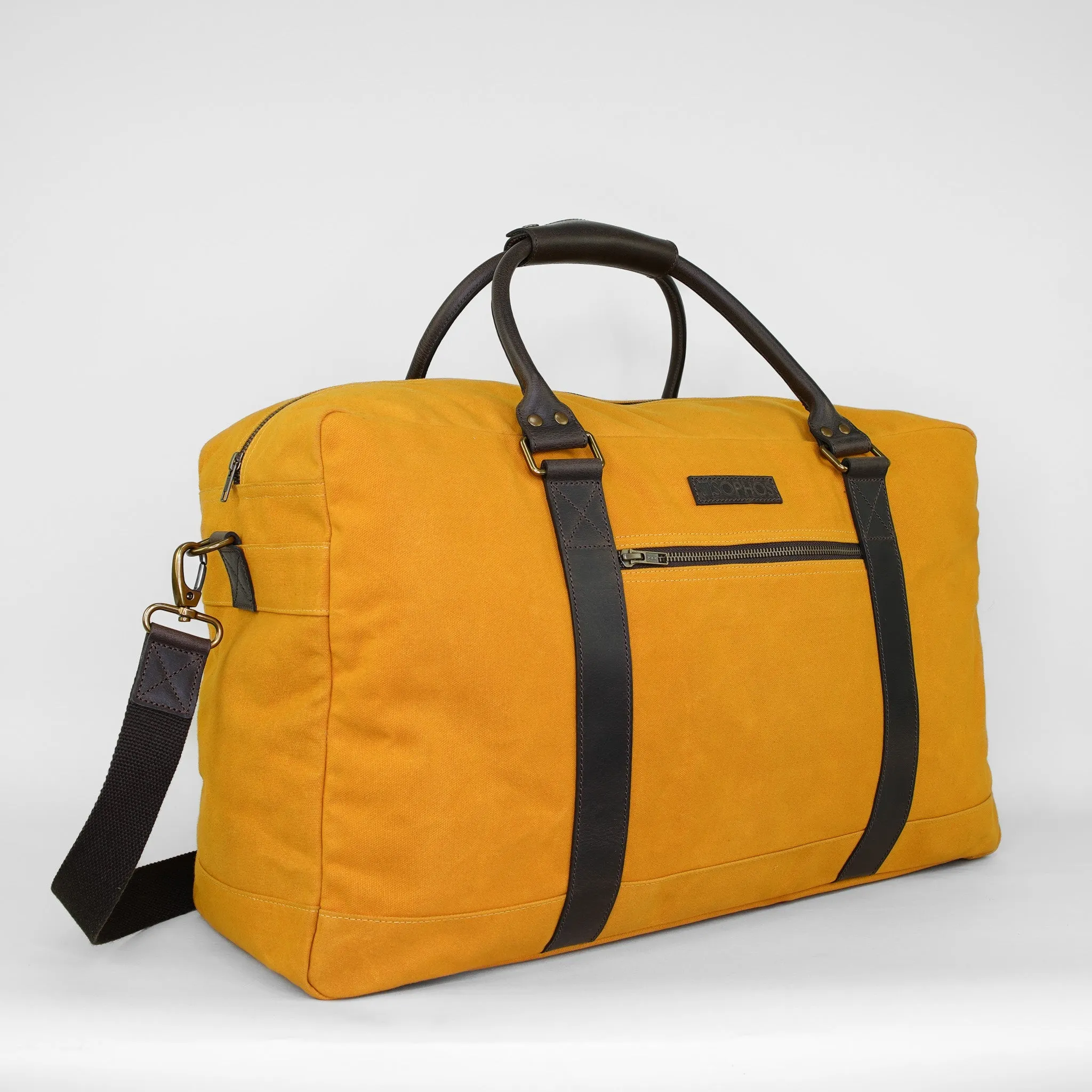 Mustard Waxed Canvas Holdall Overnight Bag