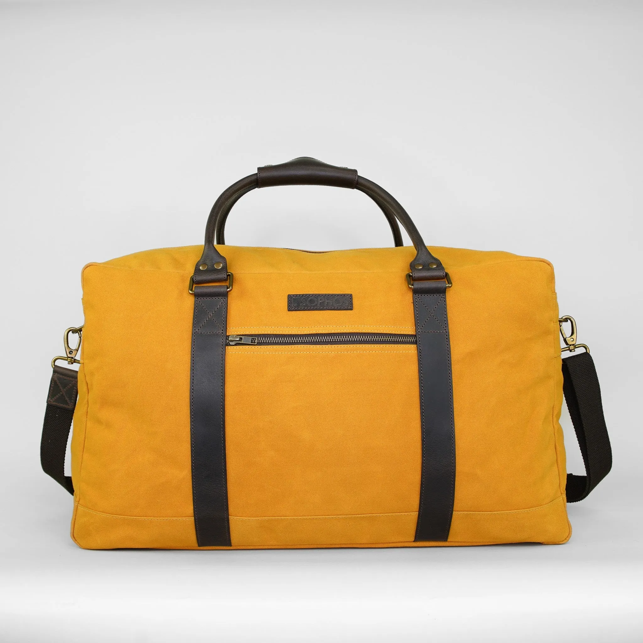 Mustard Waxed Canvas Holdall Overnight Bag
