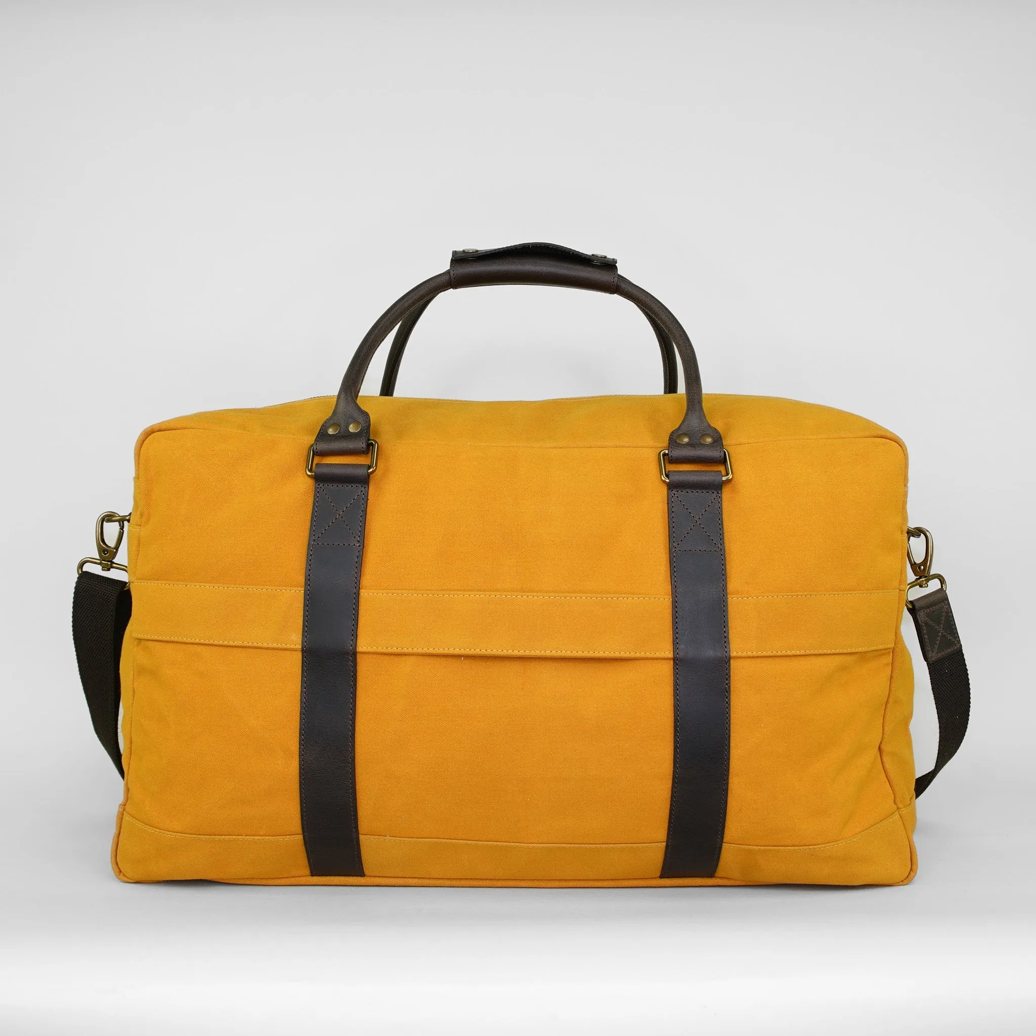 Mustard Waxed Canvas Holdall Overnight Bag