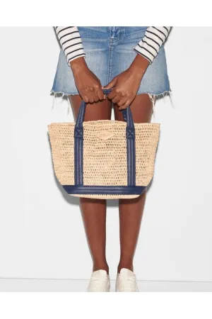 MZ Wallace Raffia Tote Small 1471N1988  | Raffia/Navy