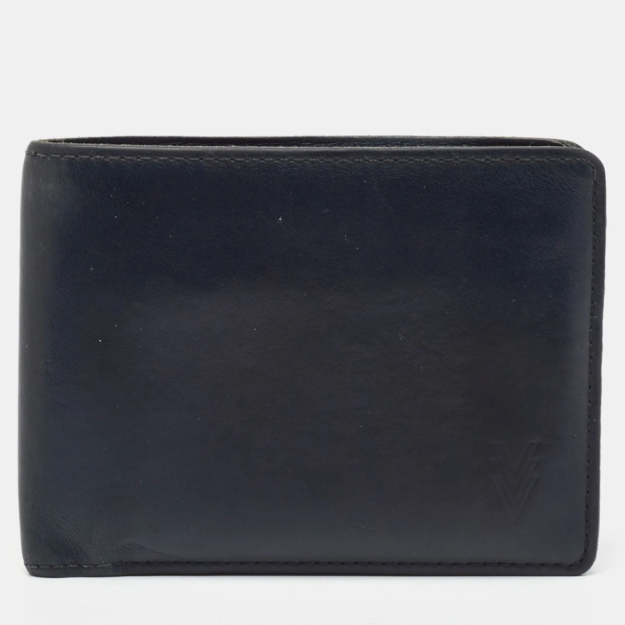 Navy Blue Leather Bifold Wallet