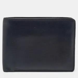 Navy Blue Leather Bifold Wallet