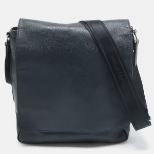 Navy Blue Taiga Leather Roman MM Bag