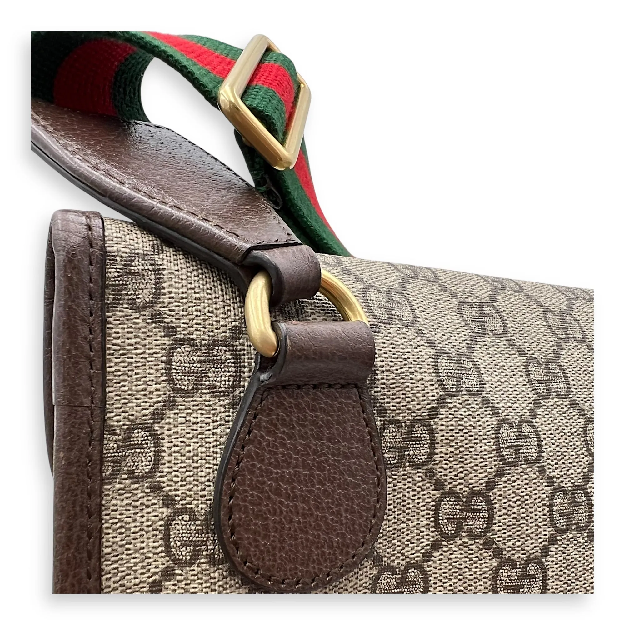 Neo Vintage Messenger Beige in Coated Canvas, Gold hardware