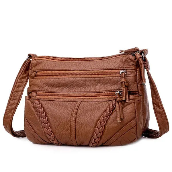New Crossbody Bags for Women Soft PU Leather Handbags for Women Shoulder Bags Small Purse Lightweight Handbags with Multi Pockets Brown