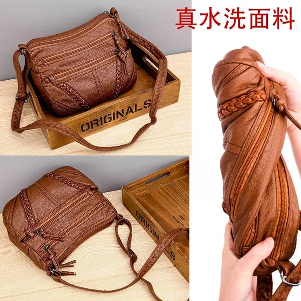 New Crossbody Bags for Women Soft PU Leather Handbags for Women Shoulder Bags Small Purse Lightweight Handbags with Multi Pockets Brown
