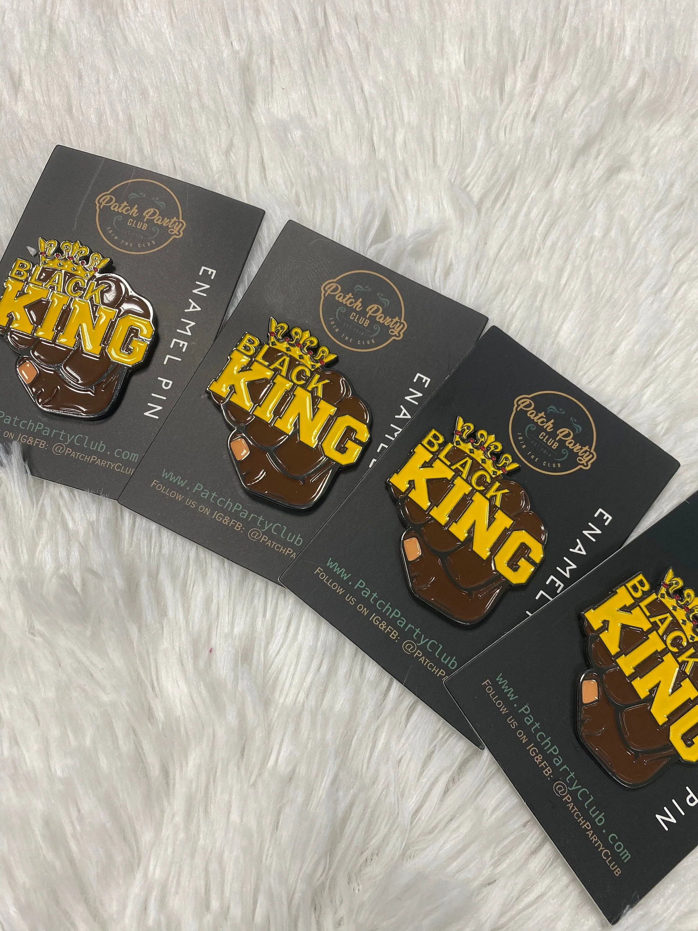 NEW, Pin Pro Black, Enamel Pin "King Fist with  Crown" Exclusive Lapel Pin, Size 1.50 inches, with 2 Butterfly Clutches