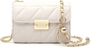 NICOLE & DORIS Women's Shoulder Bags with Chain Fashion Handbag Small Shoulder Bags PU Leather Crossbody Bag Evening Bag Satchel Bag, White