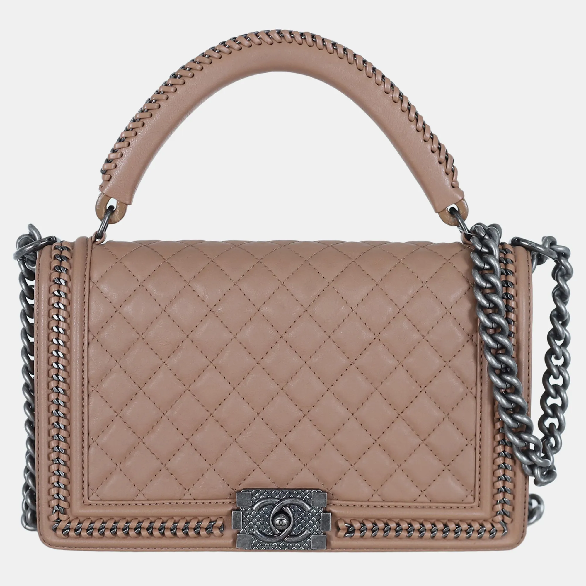 Nude Pink New Medium Boy Bag With Handle
