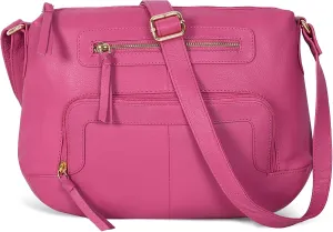 Oak Leathers Women's Crossbody Bag - Genuine Leather Crossover Shoulder Purse With Adjustable Sling Strap - Medium Size