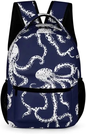 Octopuss Dark Blue Cute Backpack Shoulders Bag Casual Daypacks Travel Back Pack for Camping Hiking