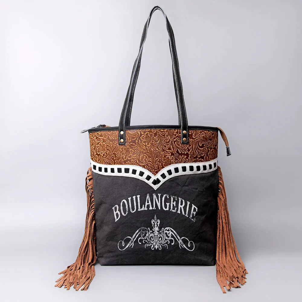 OHLAY OHV125 HOBO Upcycled Canvas Embossed  Genuine Leather women bag western handbag purse
