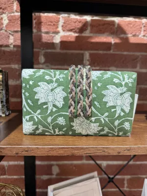 Olive Braided Fringe Clutch