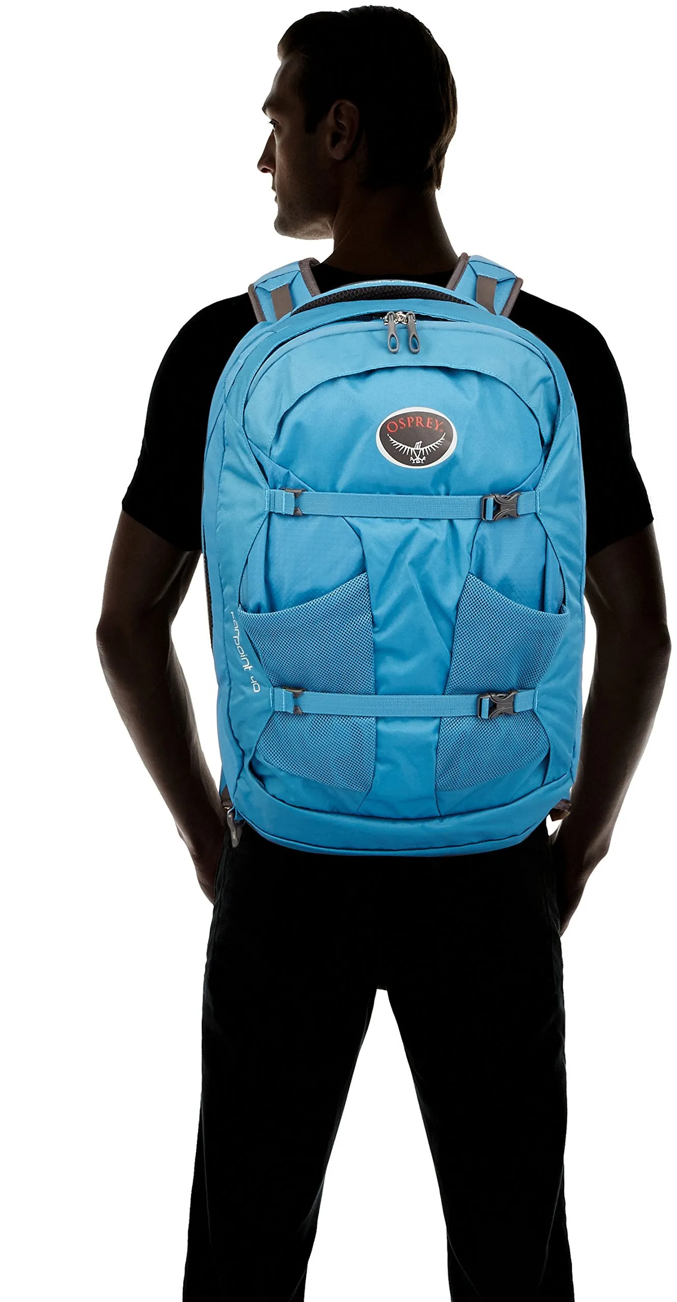 Osprey Packs Farpoint 40 Travel Backpack, Caribbean Blue, Small/Medium