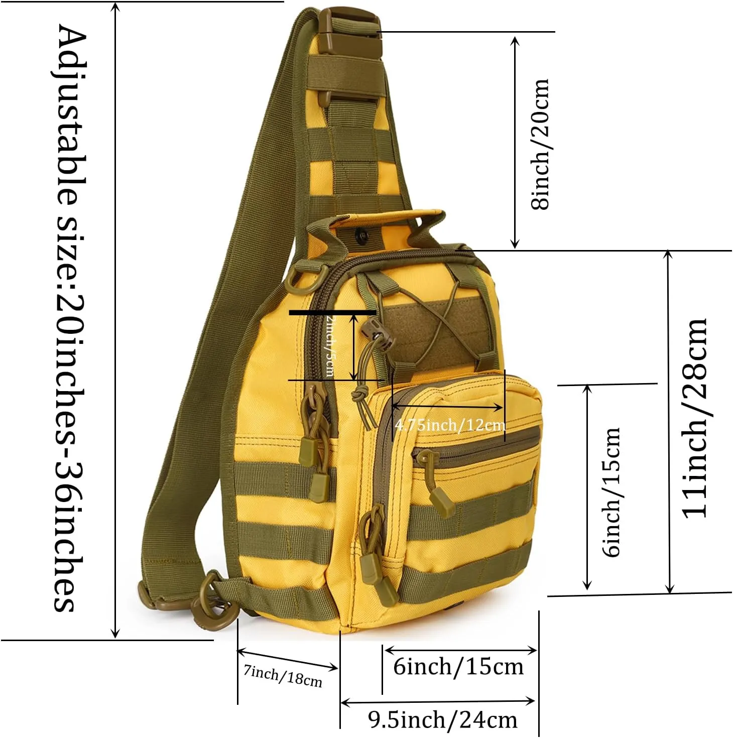 Outdoor Tactical Shoulder Backpack,Military Chest Portable Sling Bag For Men Women (Yellow)