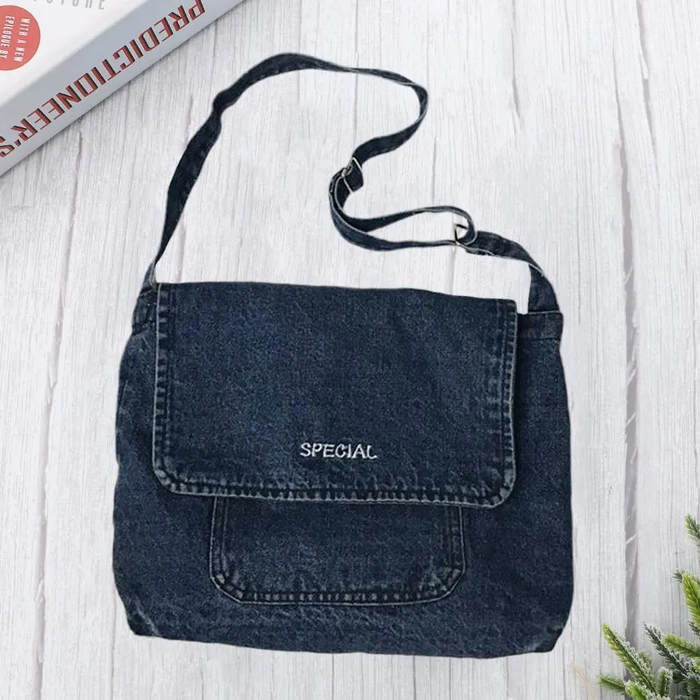 PACKOVE Shoulder Bag for Women, School Bag, Denim Shoulder Bag, Carry Bags for Women, Shoulder Bag for Women, Handbag, Women's Purses, Shoulder Bag, Women's Shoulder Bag