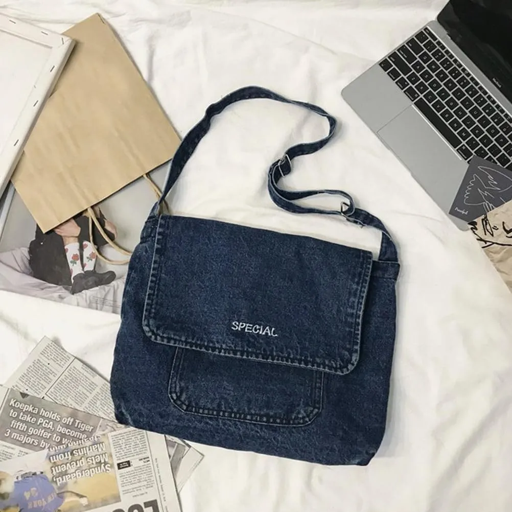 PACKOVE Shoulder Bag for Women, School Bag, Denim Shoulder Bag, Carry Bags for Women, Shoulder Bag for Women, Handbag, Women's Purses, Shoulder Bag, Women's Shoulder Bag