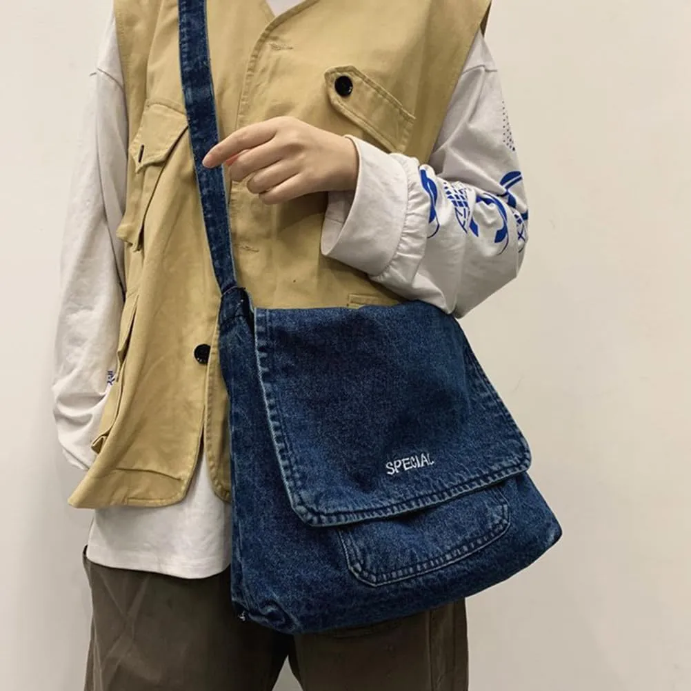 PACKOVE Shoulder Bag for Women, School Bag, Denim Shoulder Bag, Carry Bags for Women, Shoulder Bag for Women, Handbag, Women's Purses, Shoulder Bag, Women's Shoulder Bag