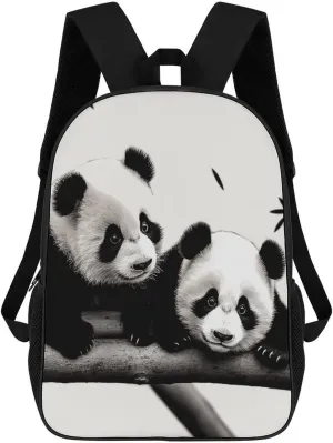 Pandas Business Laptop Backpack for Women Men 17 Inch Carry on Backpack Waterproof Black Bookbag Fashion Lightweight Backpacks for Travel Hiking Camping Casual Daypack Backpacks
