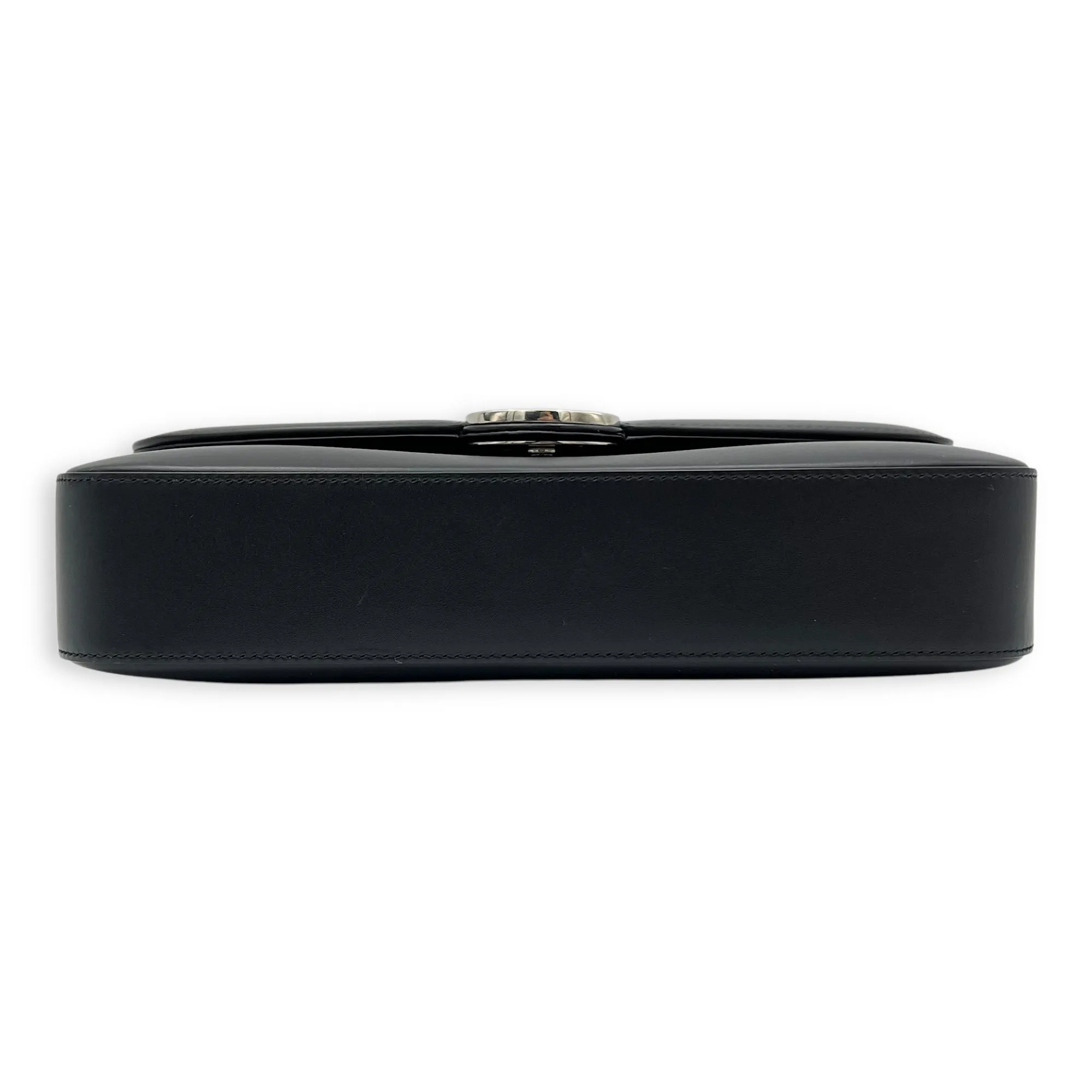 Petite GG Small Black Crossbody Bag in Calfskin, Silver hardware