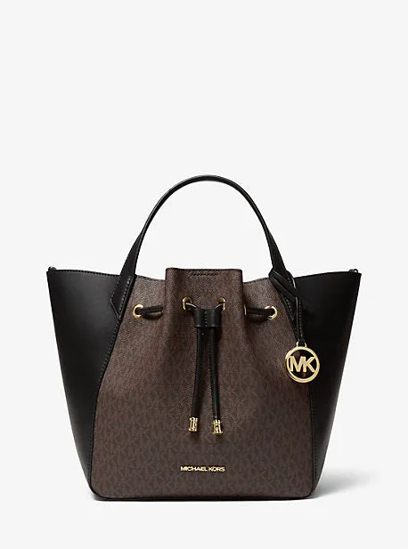 Phoebe Large Two-Tone Logo Bucket Bag