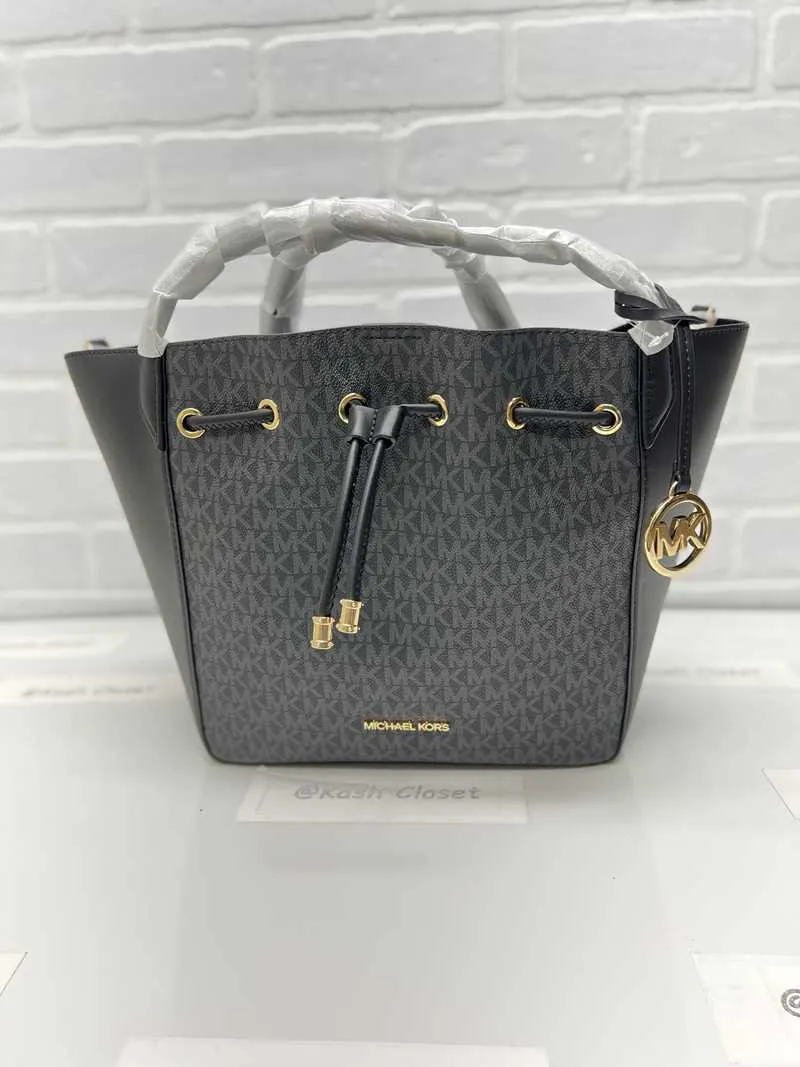 Phoebe Large Two-Tone Logo Bucket Bag