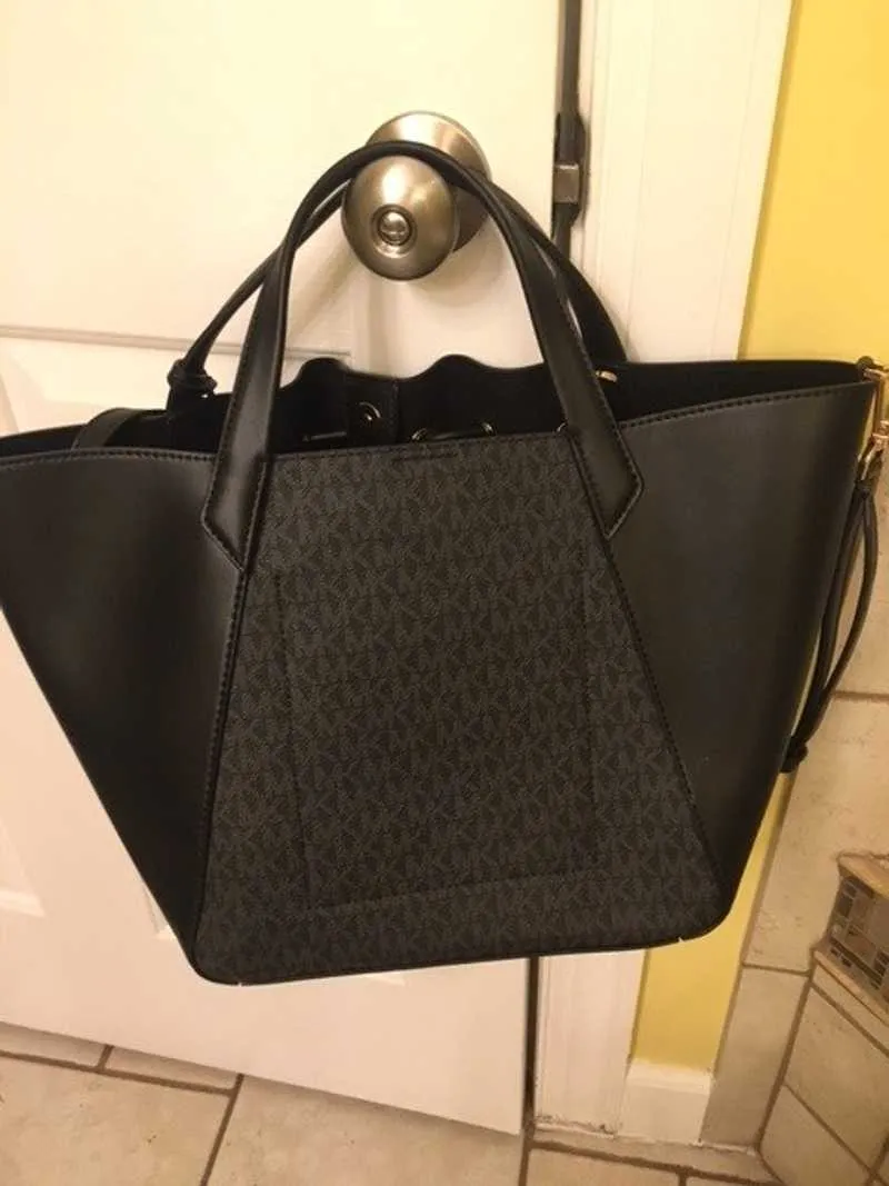 Phoebe Large Two-Tone Logo Bucket Bag
