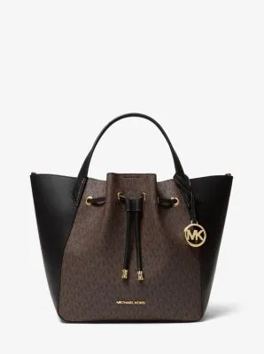 Phoebe Large Two-Tone Logo Bucket Bag