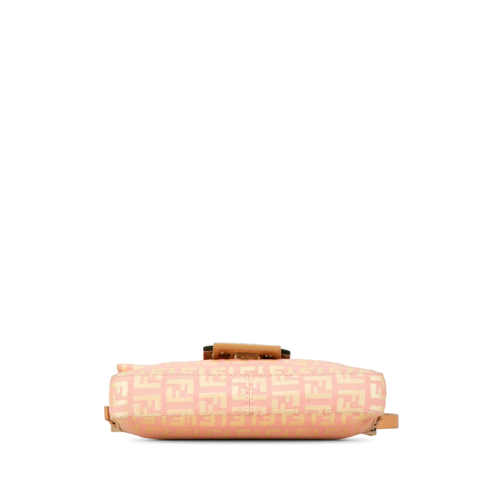 Pink Fendi Mini Zucchino Canvas Baguette Shoulder Bag