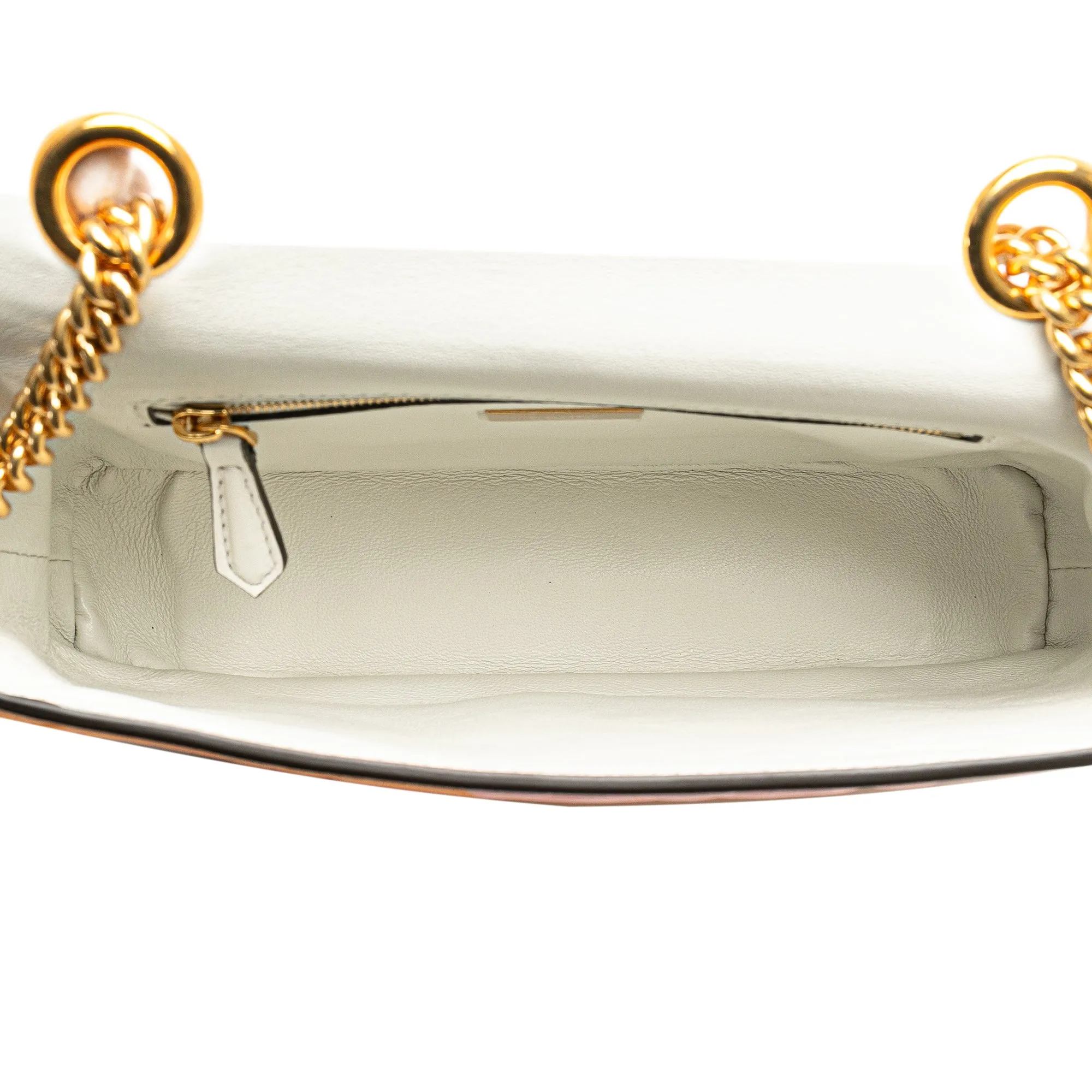 Pink Fendi Zucca Embossed Chain Midi Baguette Shoulder Bag