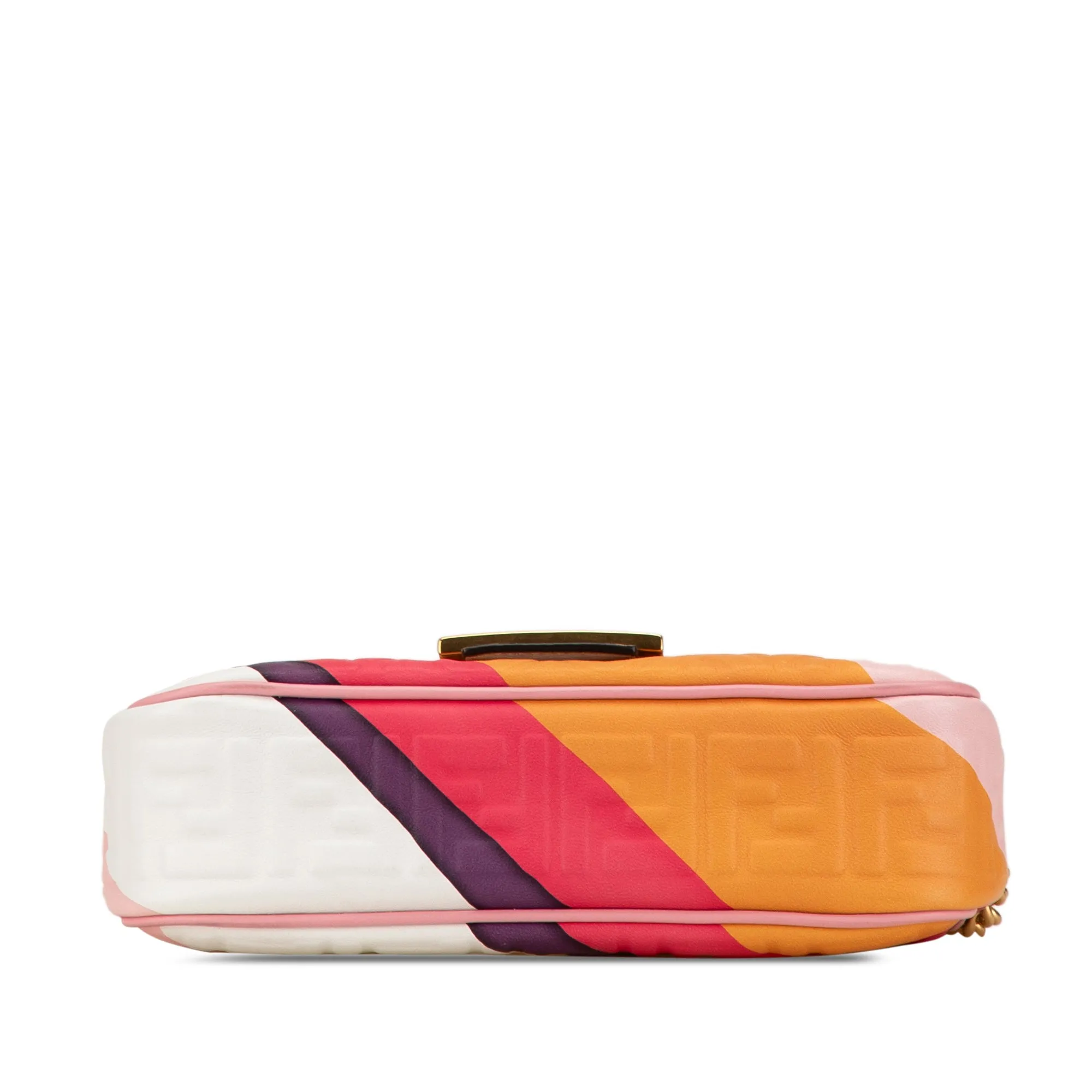 Pink Fendi Zucca Embossed Chain Midi Baguette Shoulder Bag