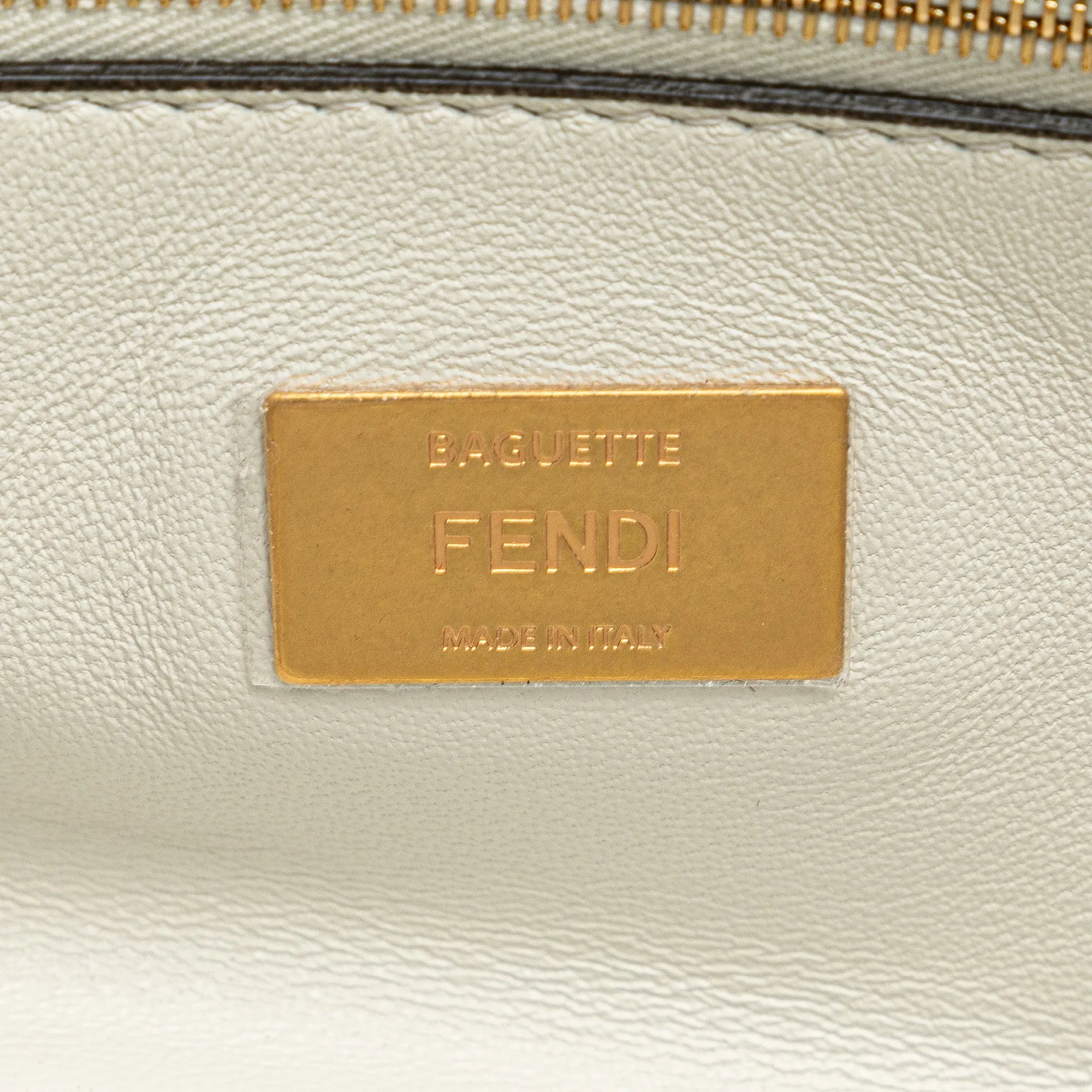 Pink Fendi Zucca Embossed Chain Midi Baguette Shoulder Bag