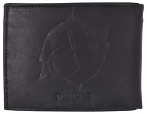 Pisces Zodiac Sign Bifold Trifold Genuine Leather Men's Wallets