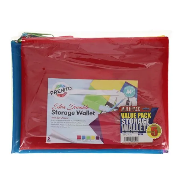 Pkt.5 A4  Extra Durable Storage Wallets