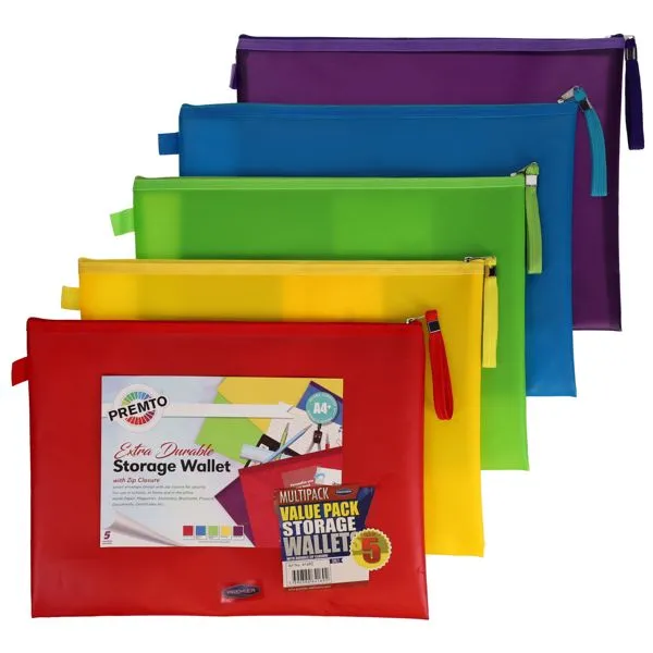 Pkt.5 A4  Extra Durable Storage Wallets