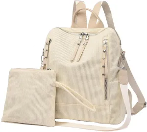 Popular Outdoor School Back Pack Schoolbag College Backpack School Bag Womens Fashion Backpack with (Beige, One Size)
