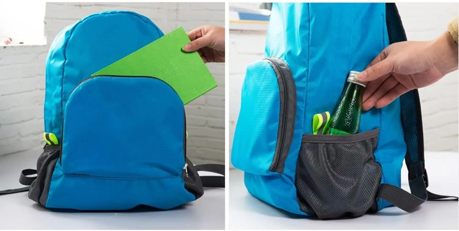 Portable Outdoor Foldable Backpack Travel Mountaineering Bag Cloth Sports Skin Bag Racing y (Blue, One Size)