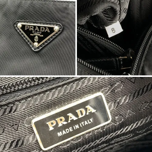 Prada Black Nylon Canvas Double Pockets Crossbody Messenger Bag
