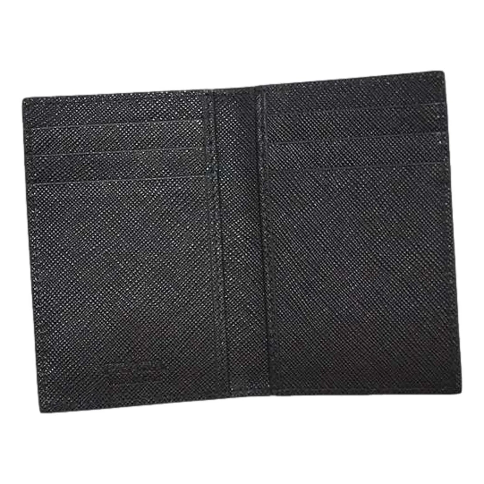 Prada Mens Saffiano Leather Vertical Card Black Holder