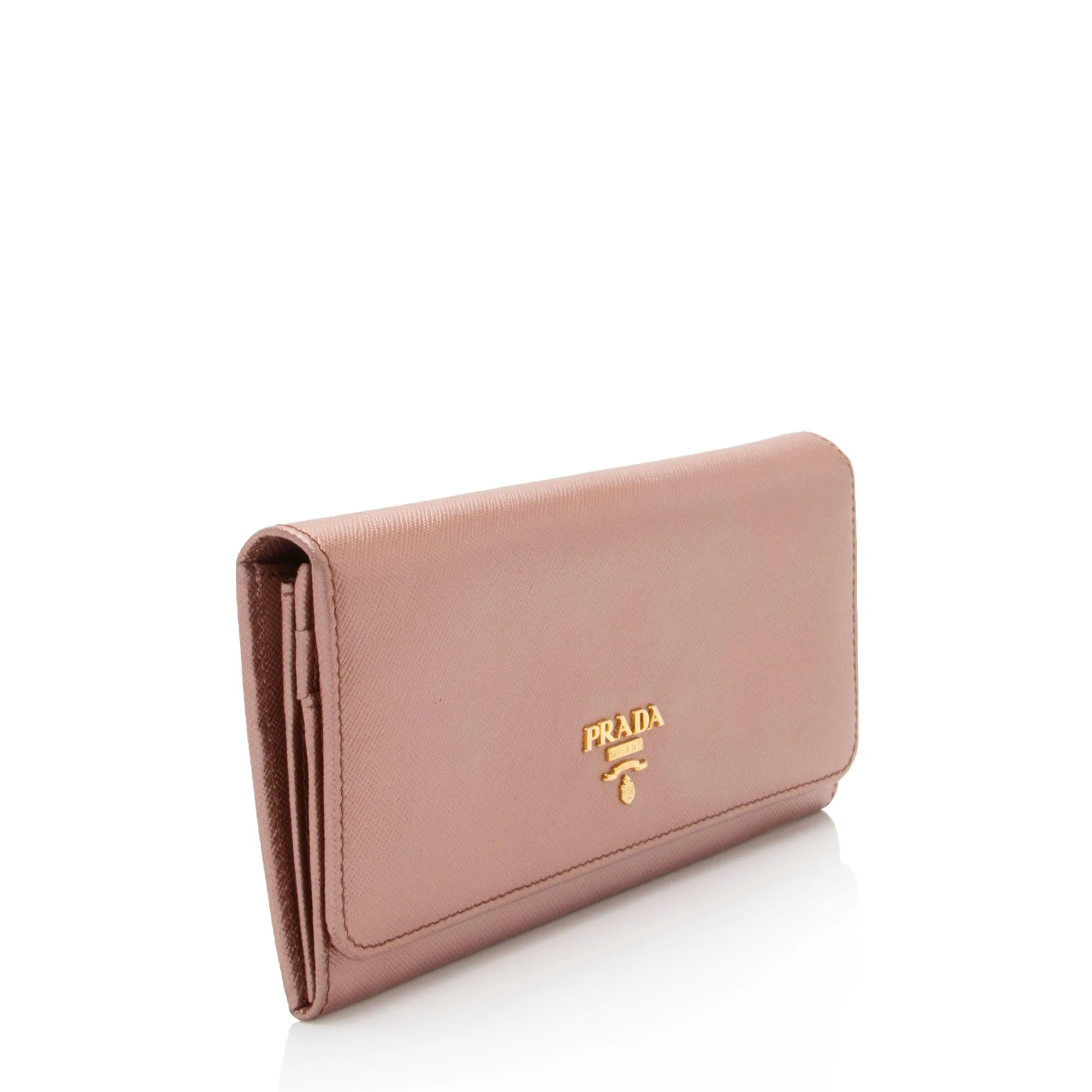 Prada Metallic Saffiano Continental Wallet