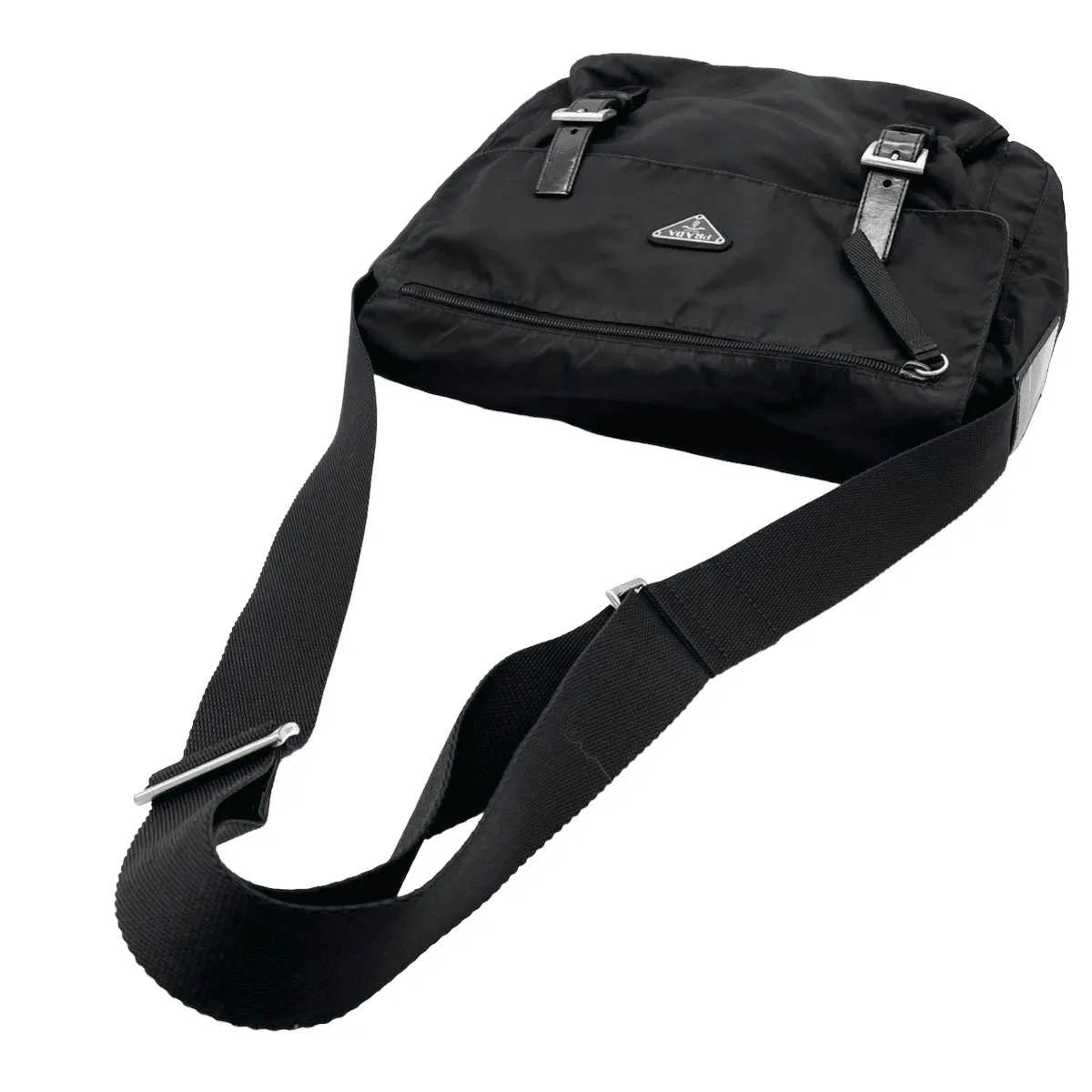 Prada Pocono Taste nylon leather black black flap shoulder bag