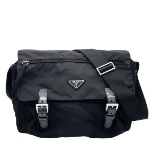 Prada Pocono Taste nylon leather black black flap shoulder bag