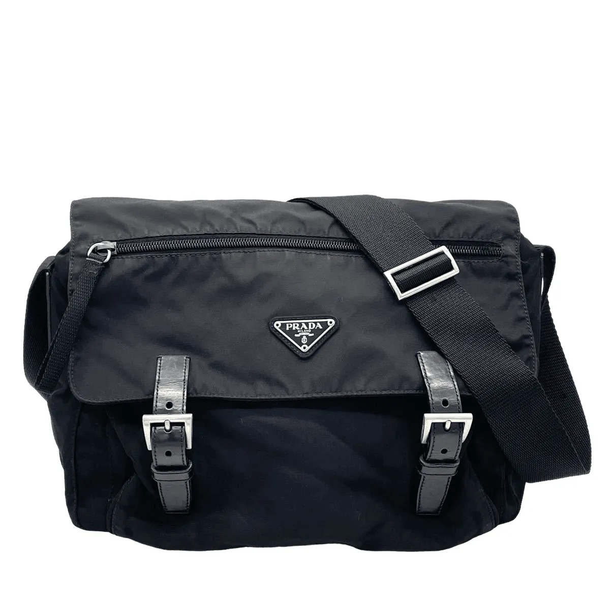 Prada Pocono Taste nylon leather black black flap shoulder bag