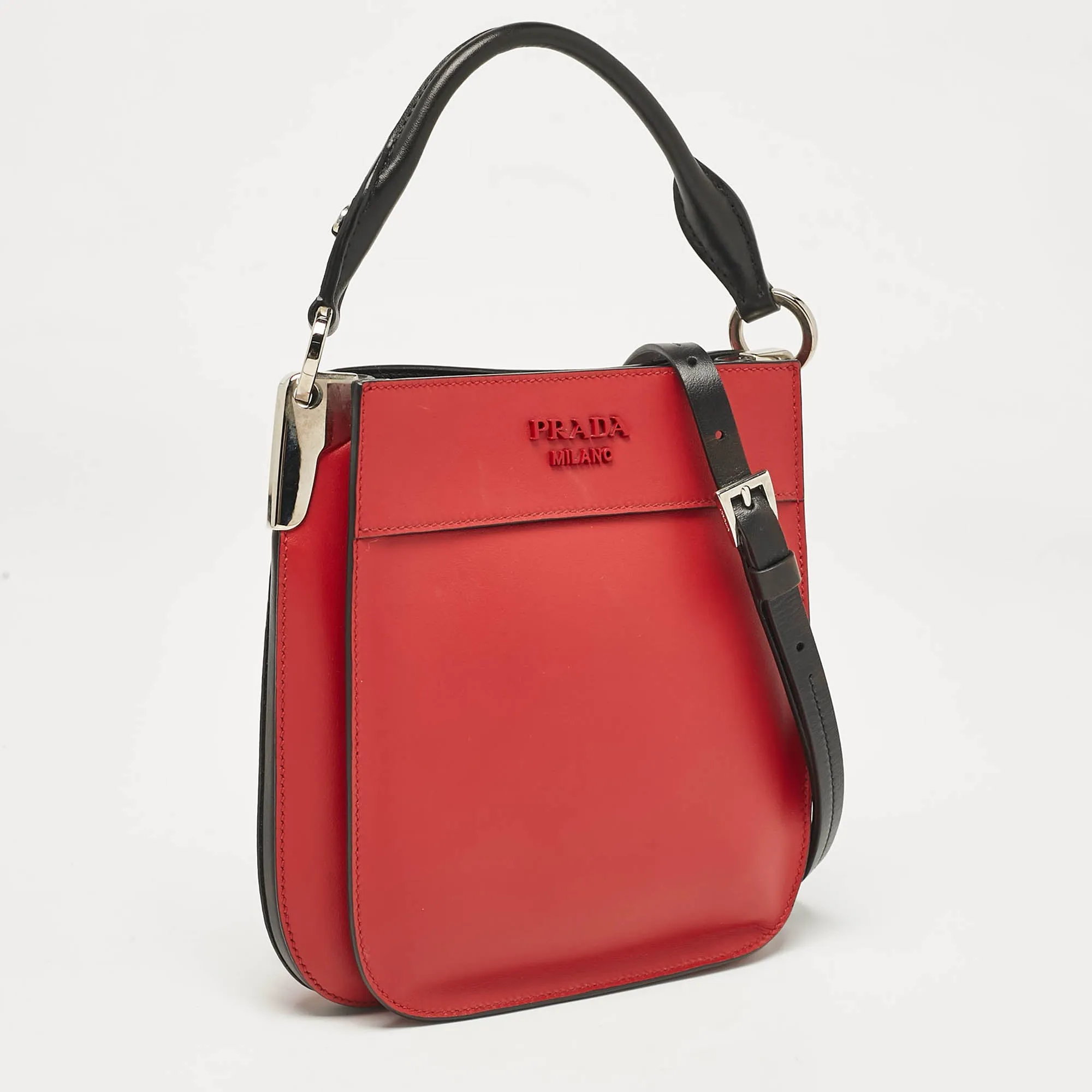 Prada Red Leather Mini Margit Hobo