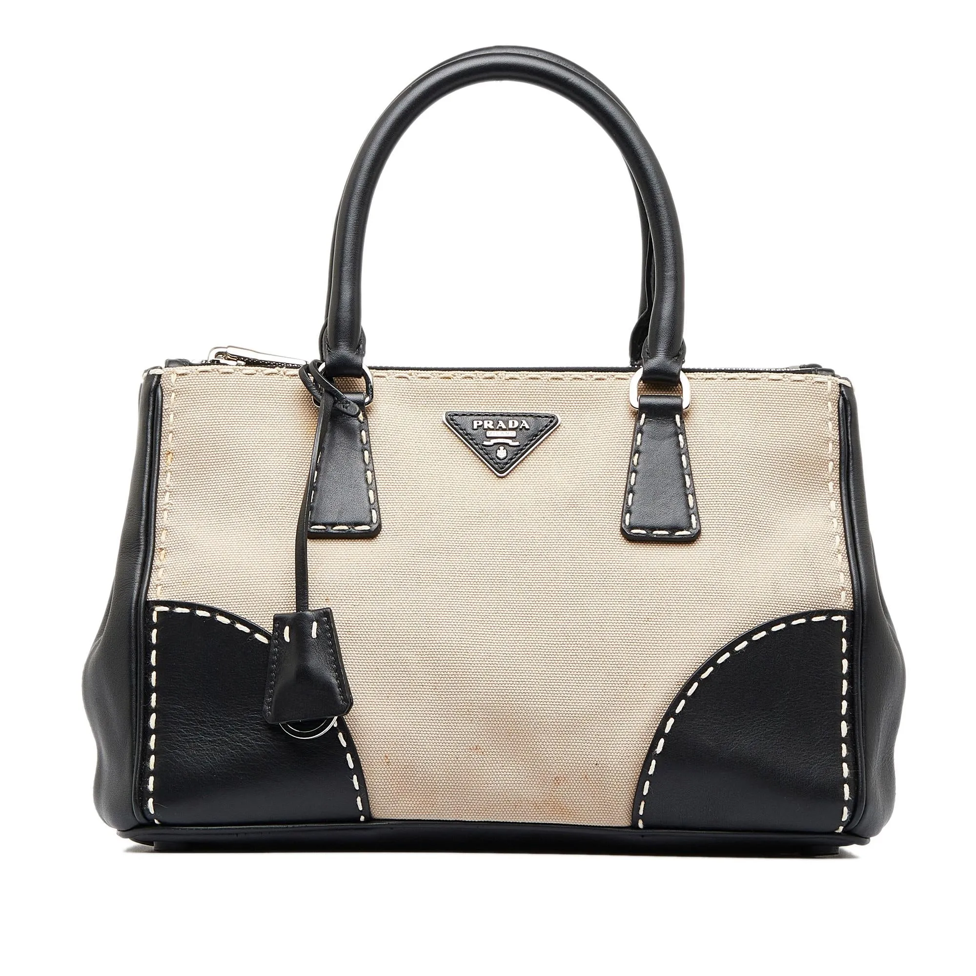 Prada Small City Calf Hand Stitched Galleria Double Zip (SHG-8e9XNd)