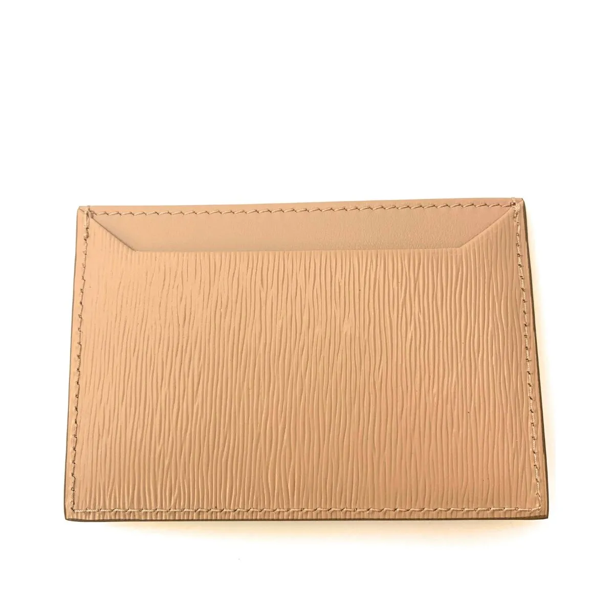 Prada Vitello Move Cipria Beige Leather Triangle Logo Card Wallet 1MC208
