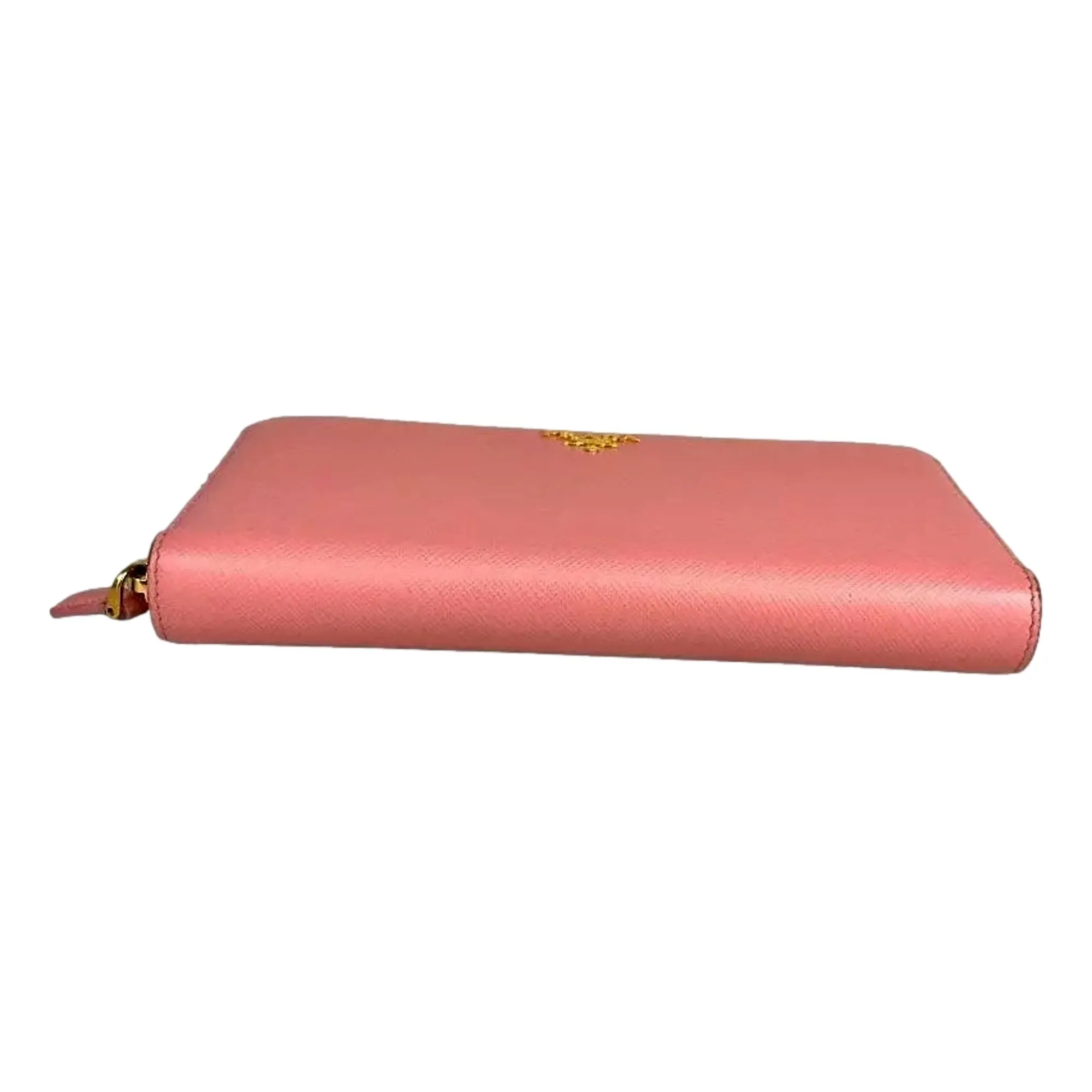 Prada Zip Around Wallet Saffiano Leather Pink Multi-Color Petalo Pesco